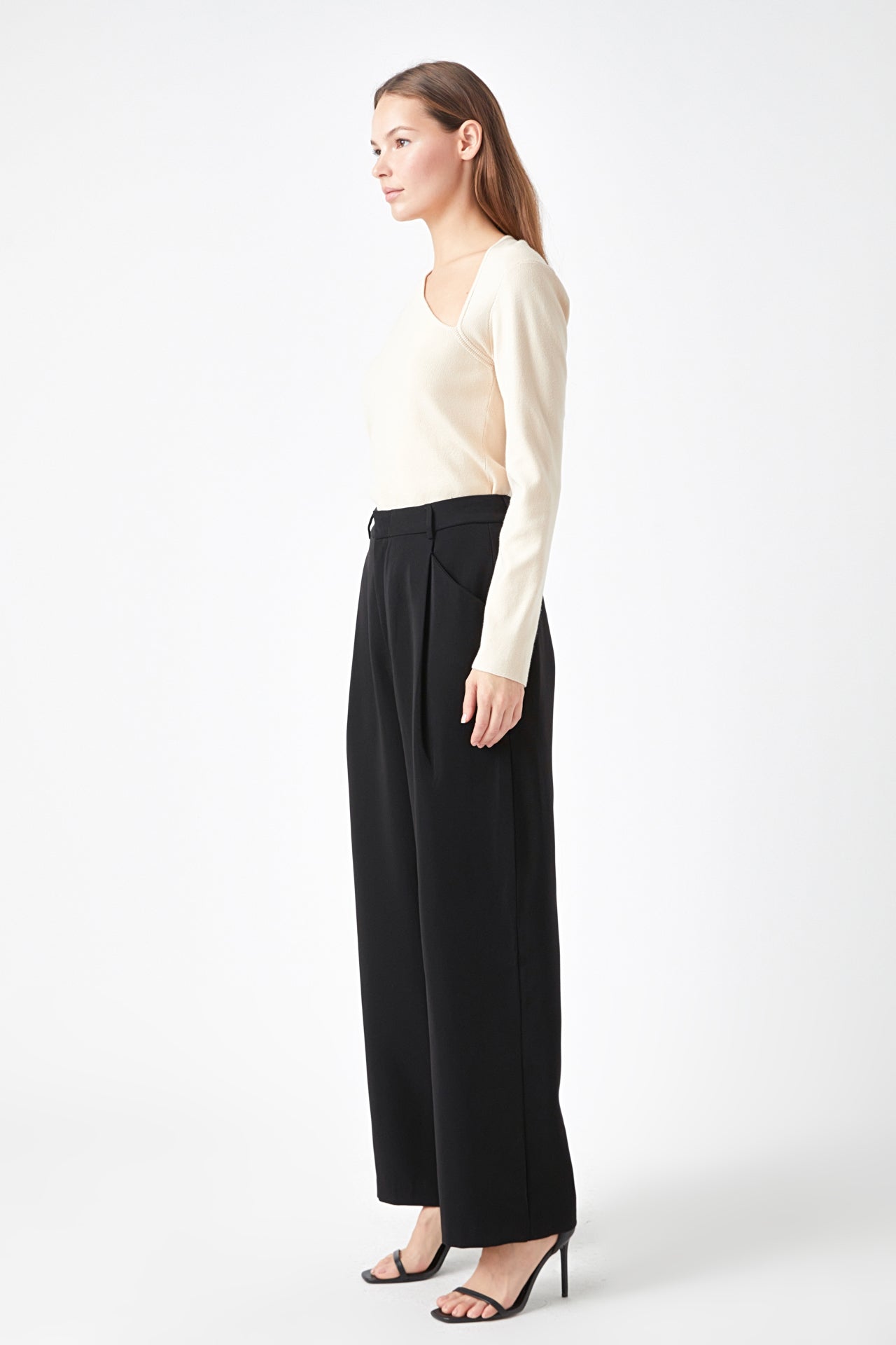 Endless Rose Cut Out Long Sleeve Knit Top IVORY