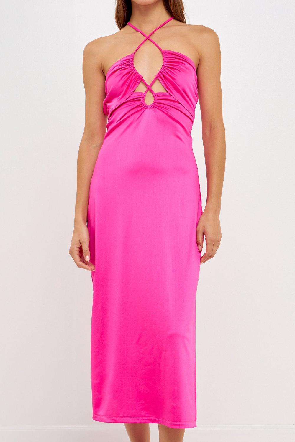 Endless Rose Cut Out Slinky Maxi Dress FUCHSIA