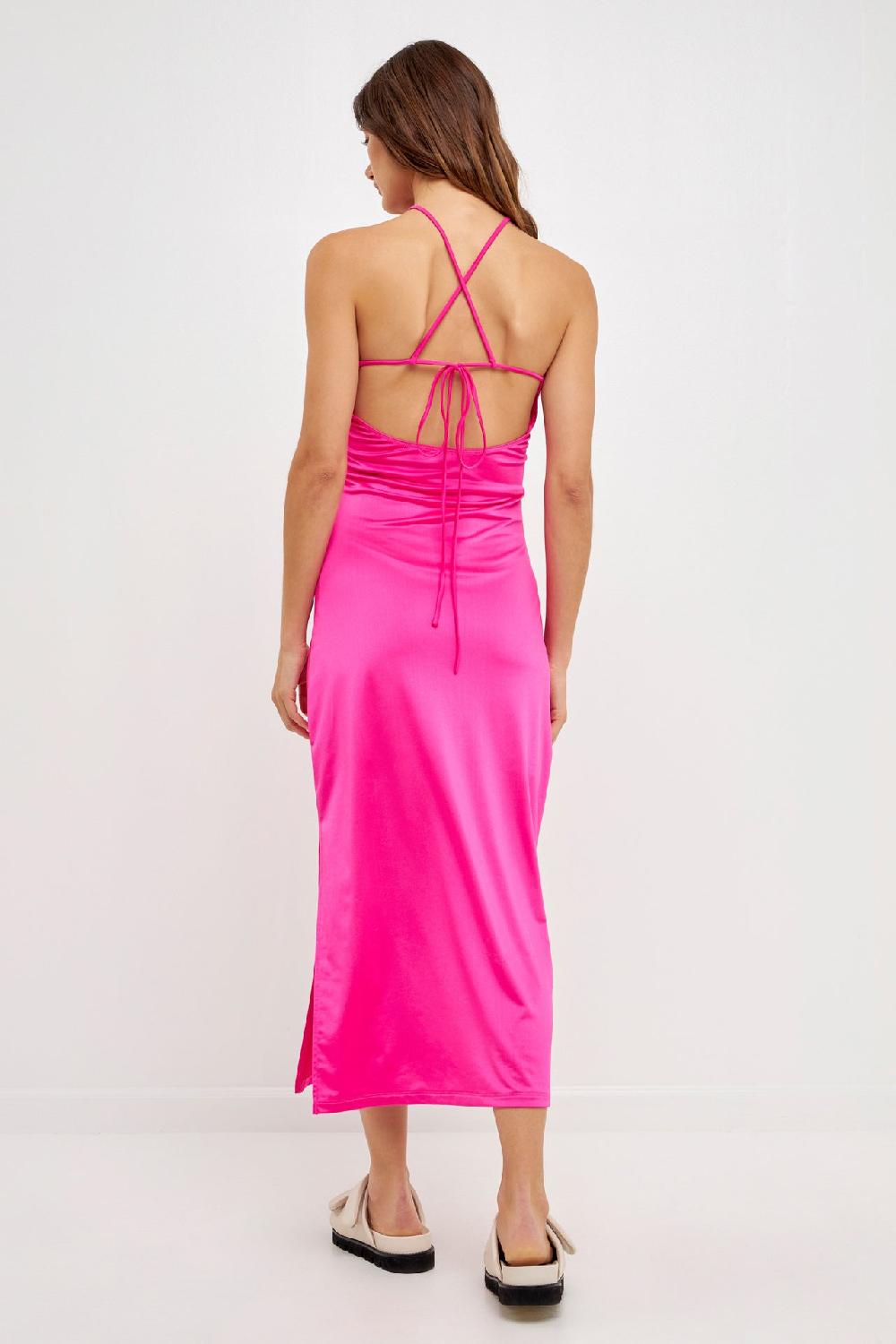 Endless Rose Cut Out Slinky Maxi Dress FUCHSIA