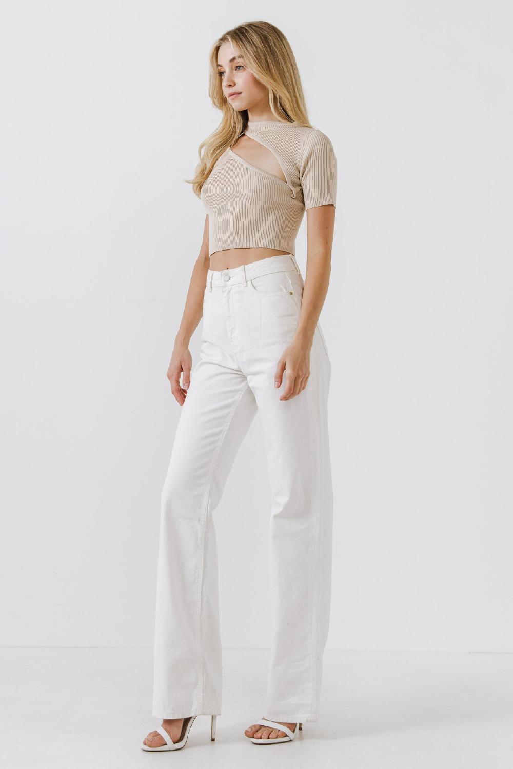 Endless Rose Cut Out Sweater LIGHT BEIGE