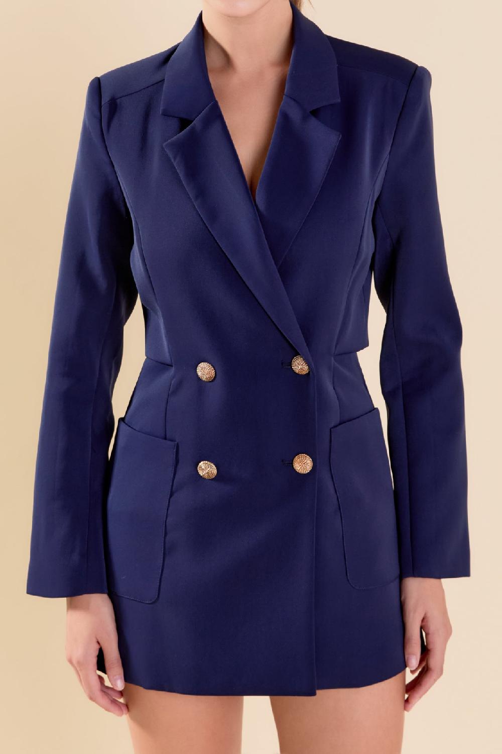 Endless Rose Cutout Blazer Romper NAVY