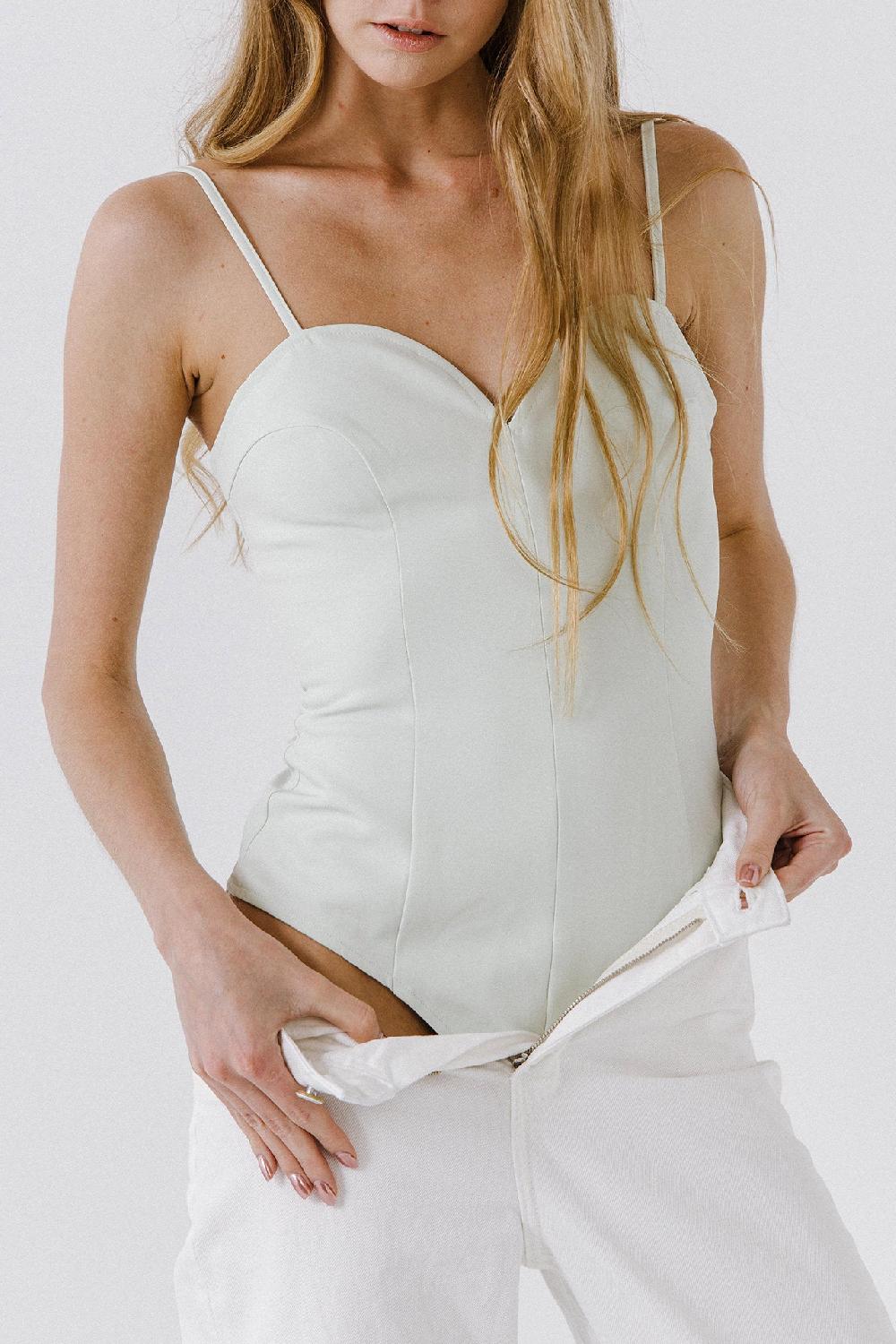 Endless Rose Deep V-Neck Bodysuit PISTACHIO