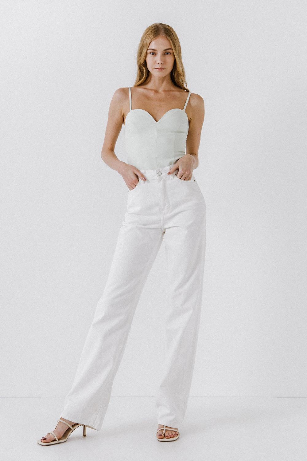 endless rose Deep V-Neck Bodysuit PISTACHIO