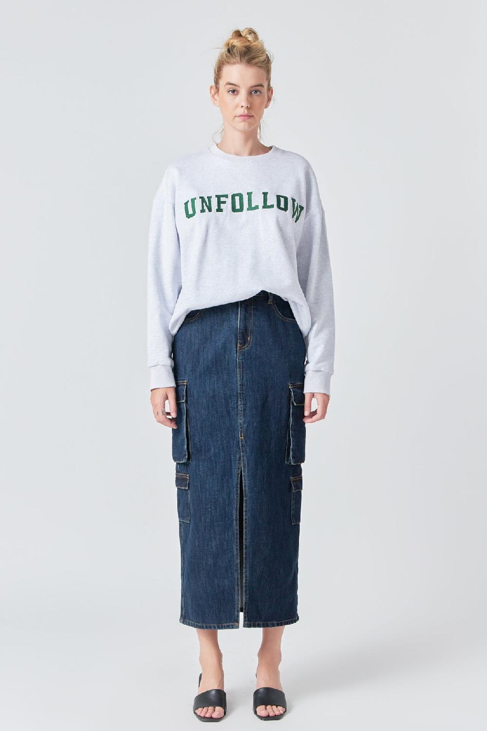 endless rose Denim Cargo Maxi Skirt BLUE