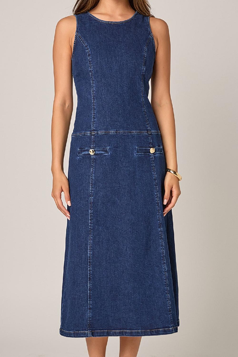 Endless Rose Denim Drop Waist Midi Dress DENIM