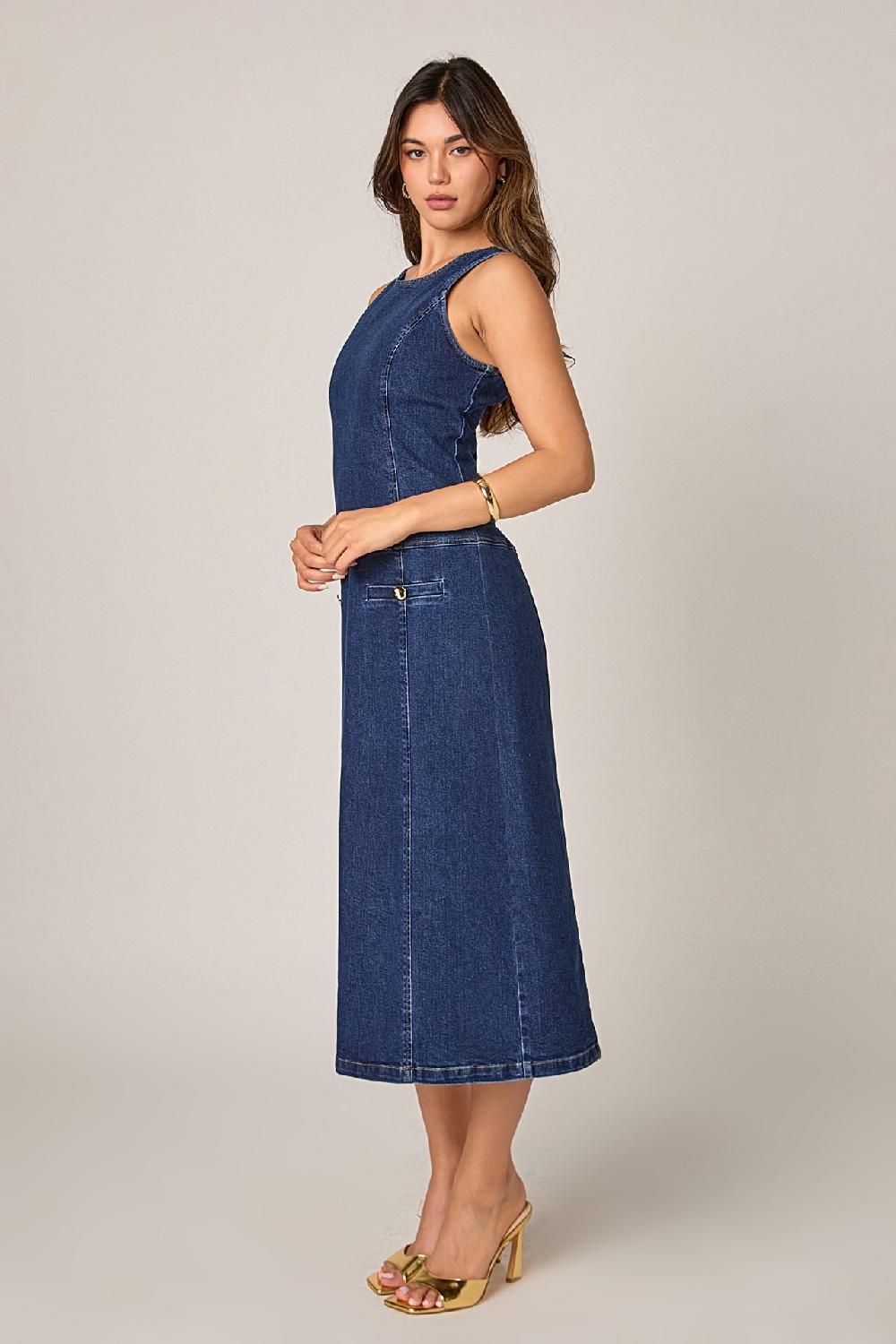 Endless Rose Denim Drop Waist Midi Dress DENIM