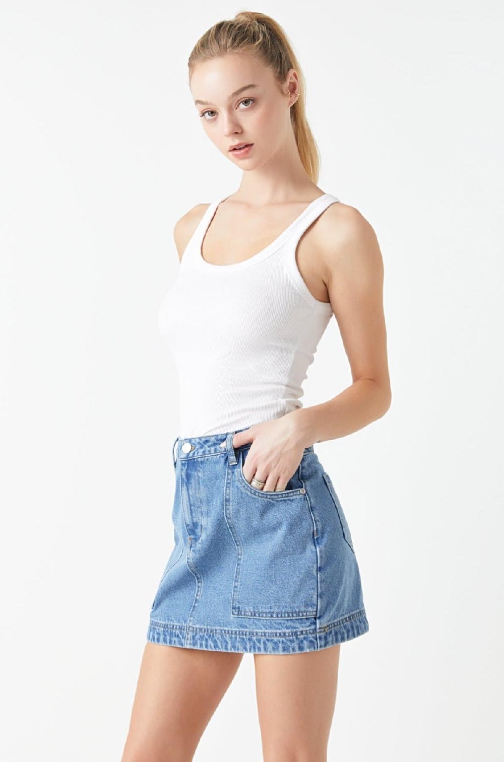 endless rose Denim Mini Skirt DENIM