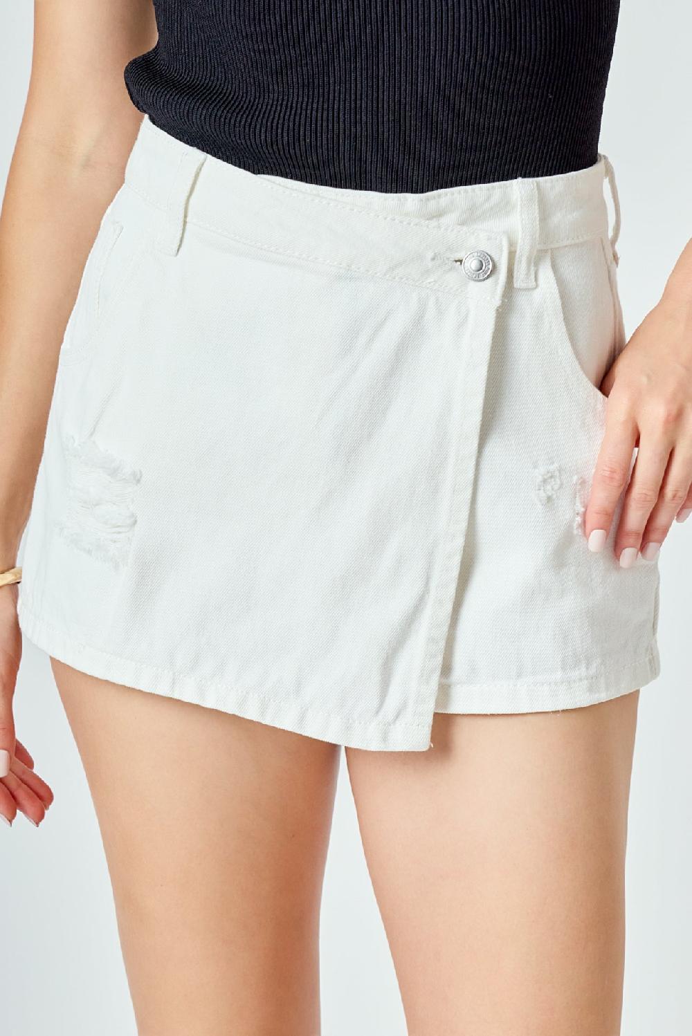Endless Rose Denim Skort WHITE