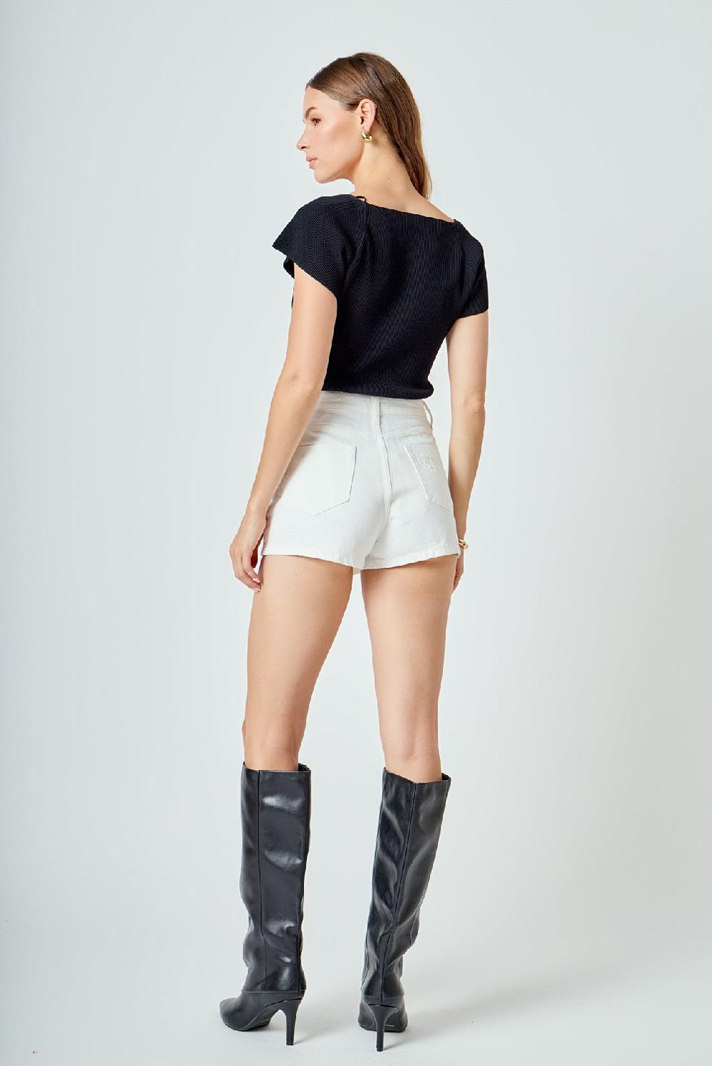 Endless Rose Denim Skort WHITE