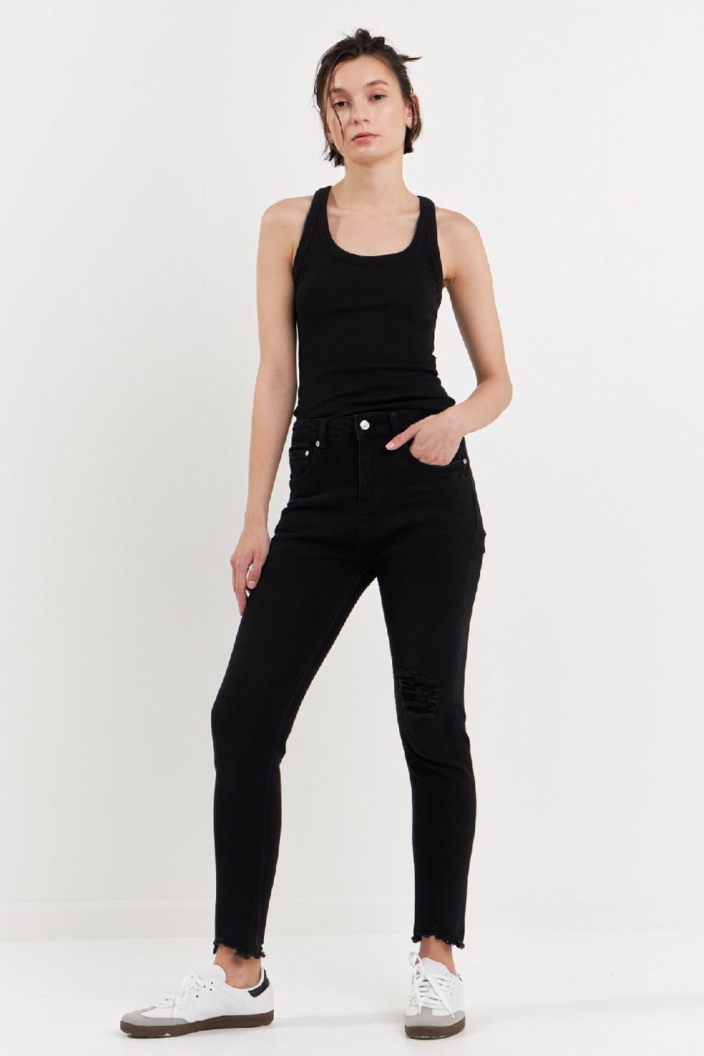endless rose Destroyed Skinny Jeans BLACK