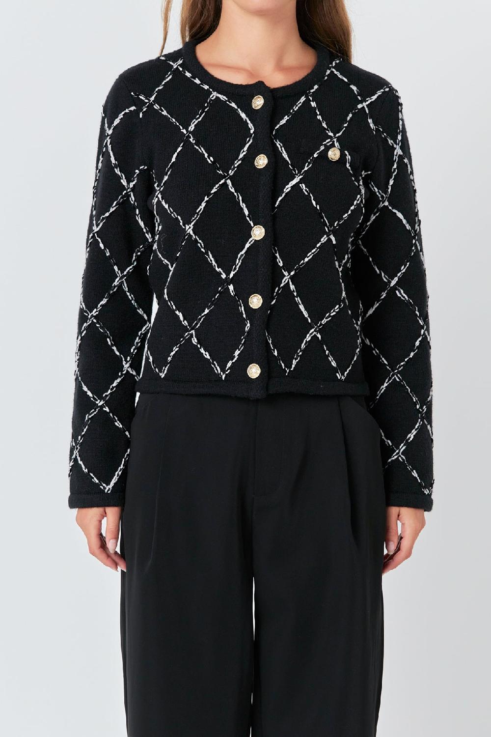 Endless Rose Diamond Pattern Knit BLACK