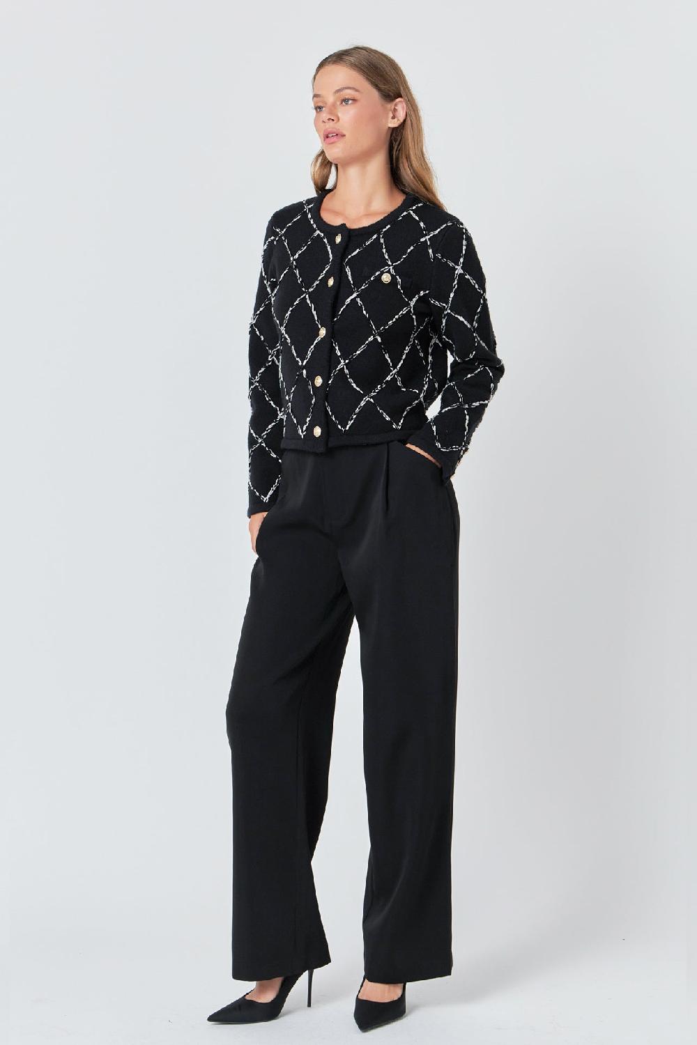 Endless Rose Diamond Pattern Knit BLACK