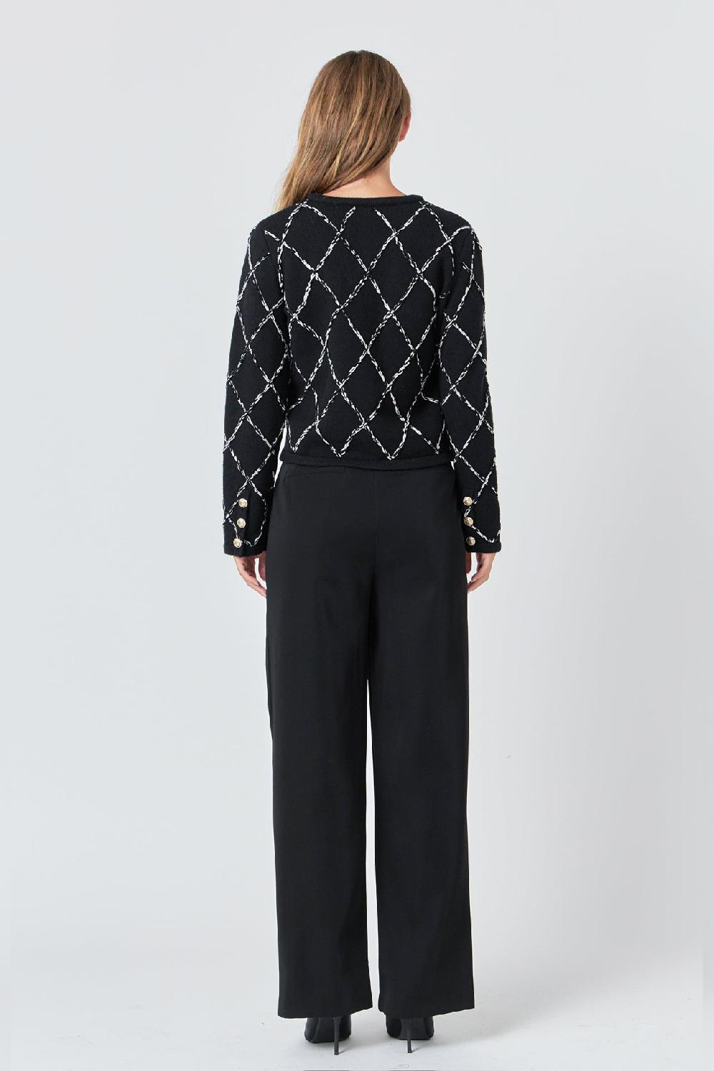 Endless Rose Diamond Pattern Knit BLACK
