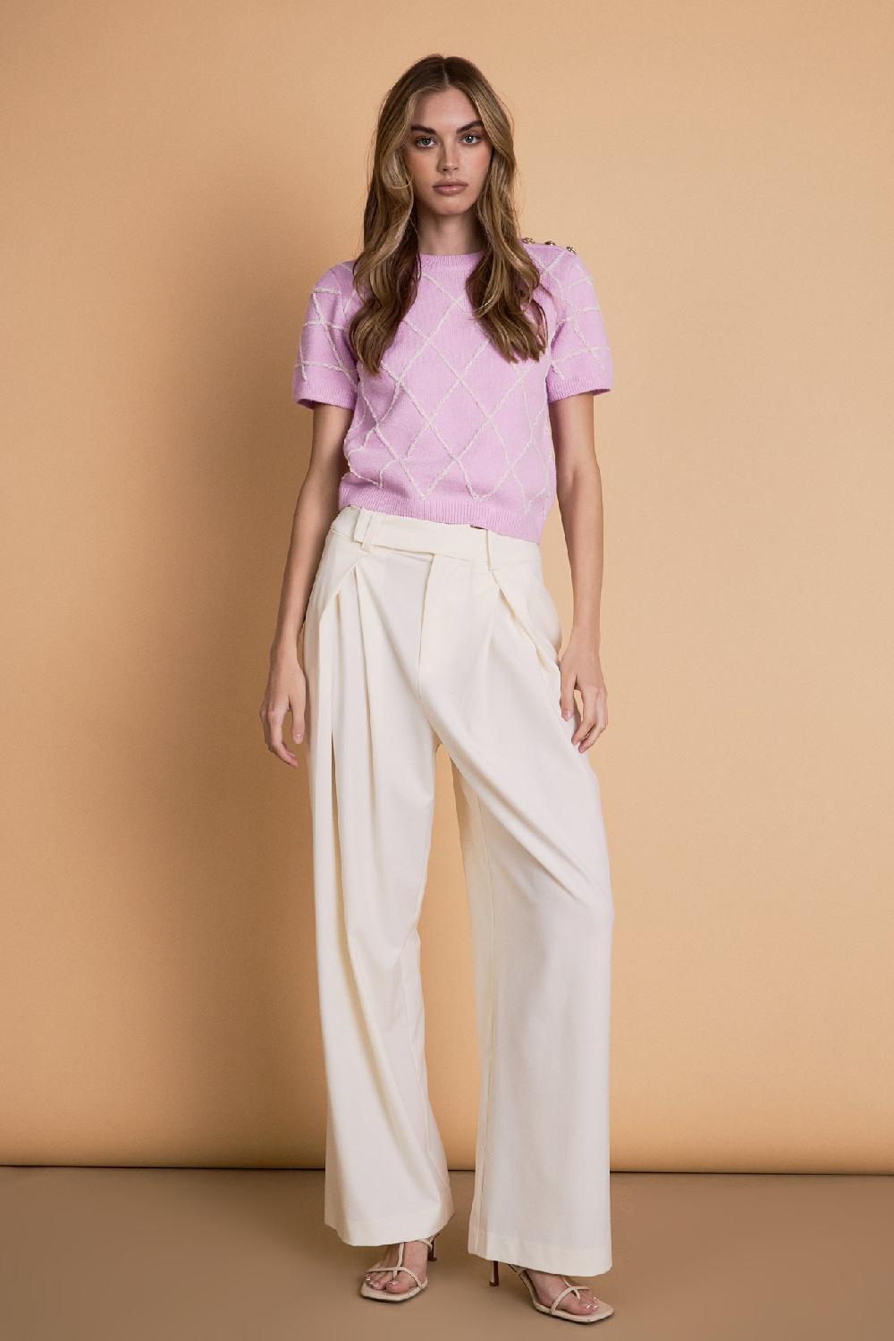 Endless Rose Diamond Pattern Knit CAMEL