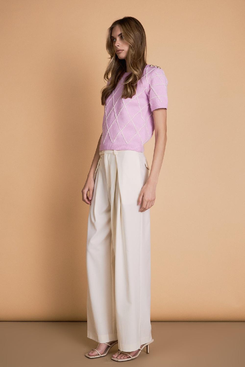 Endless Rose Diamond Pattern Knit CAMEL