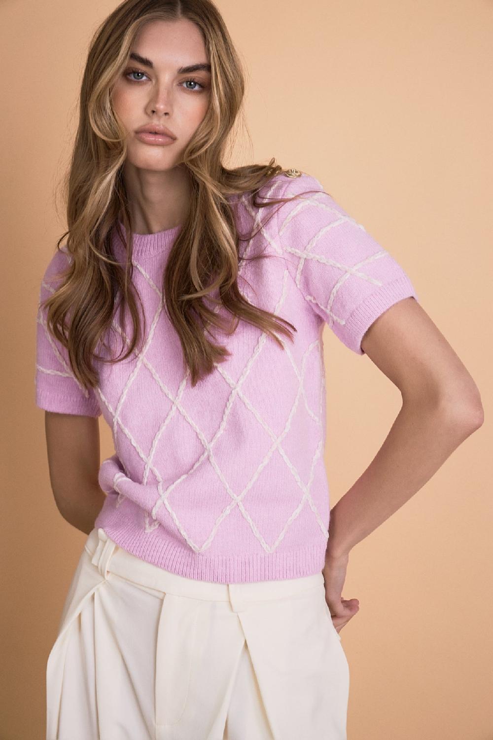 endless rose Diamond Pattern Knit CAMEL