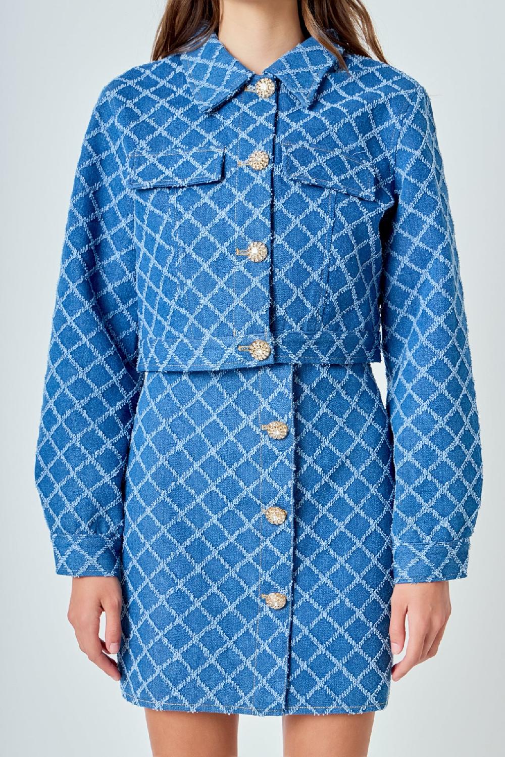 Endless Rose Distressed Cropped Denim Jacket DENIM