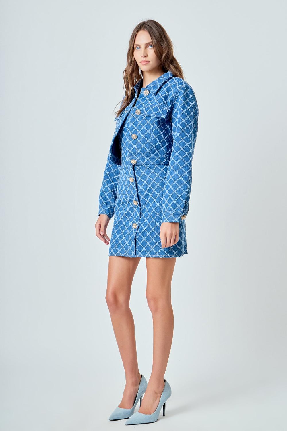 Endless Rose Distressed Cropped Denim Jacket DENIM