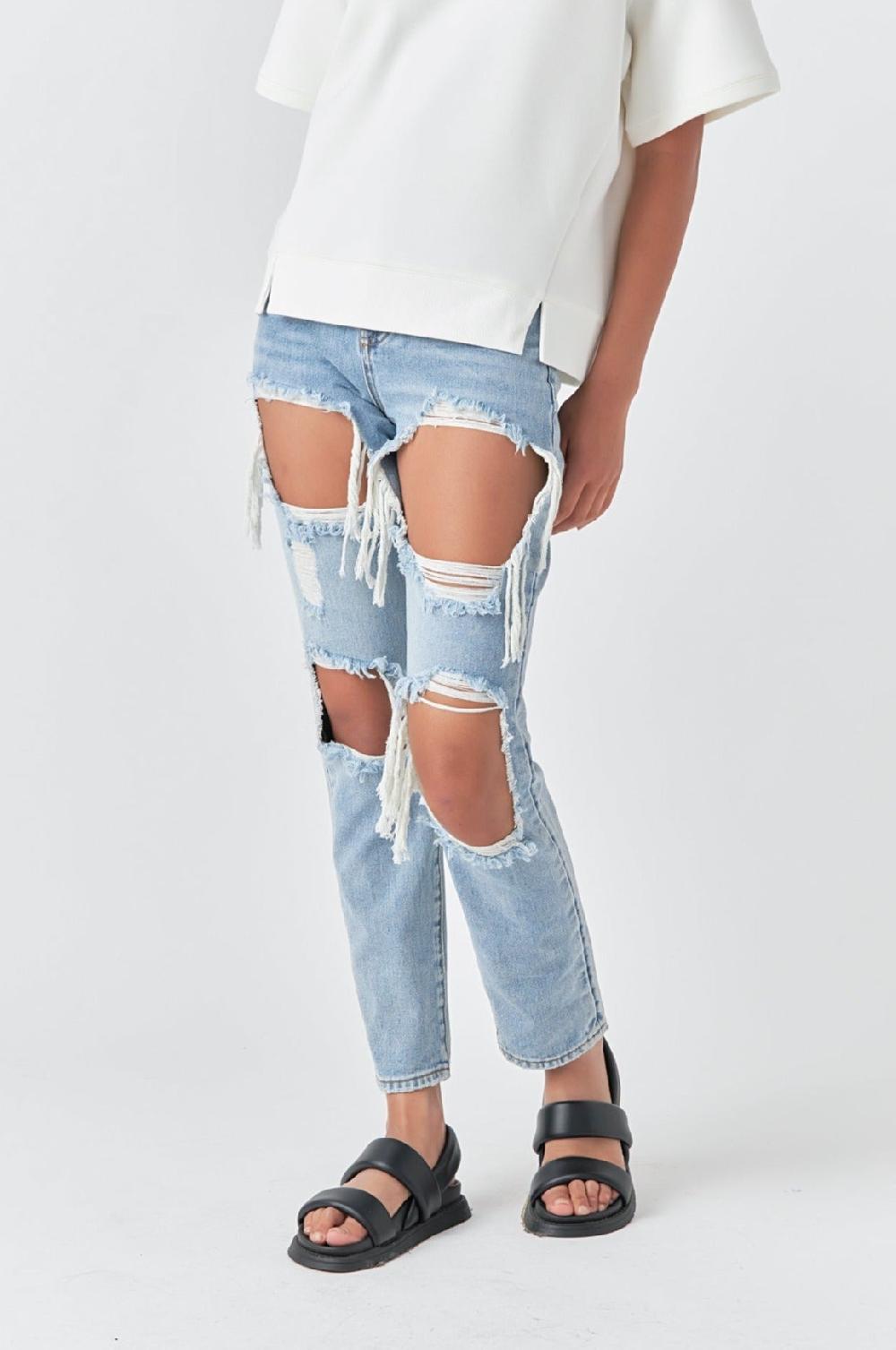 Endless Rose Distressed Denim LIGHT DENIM