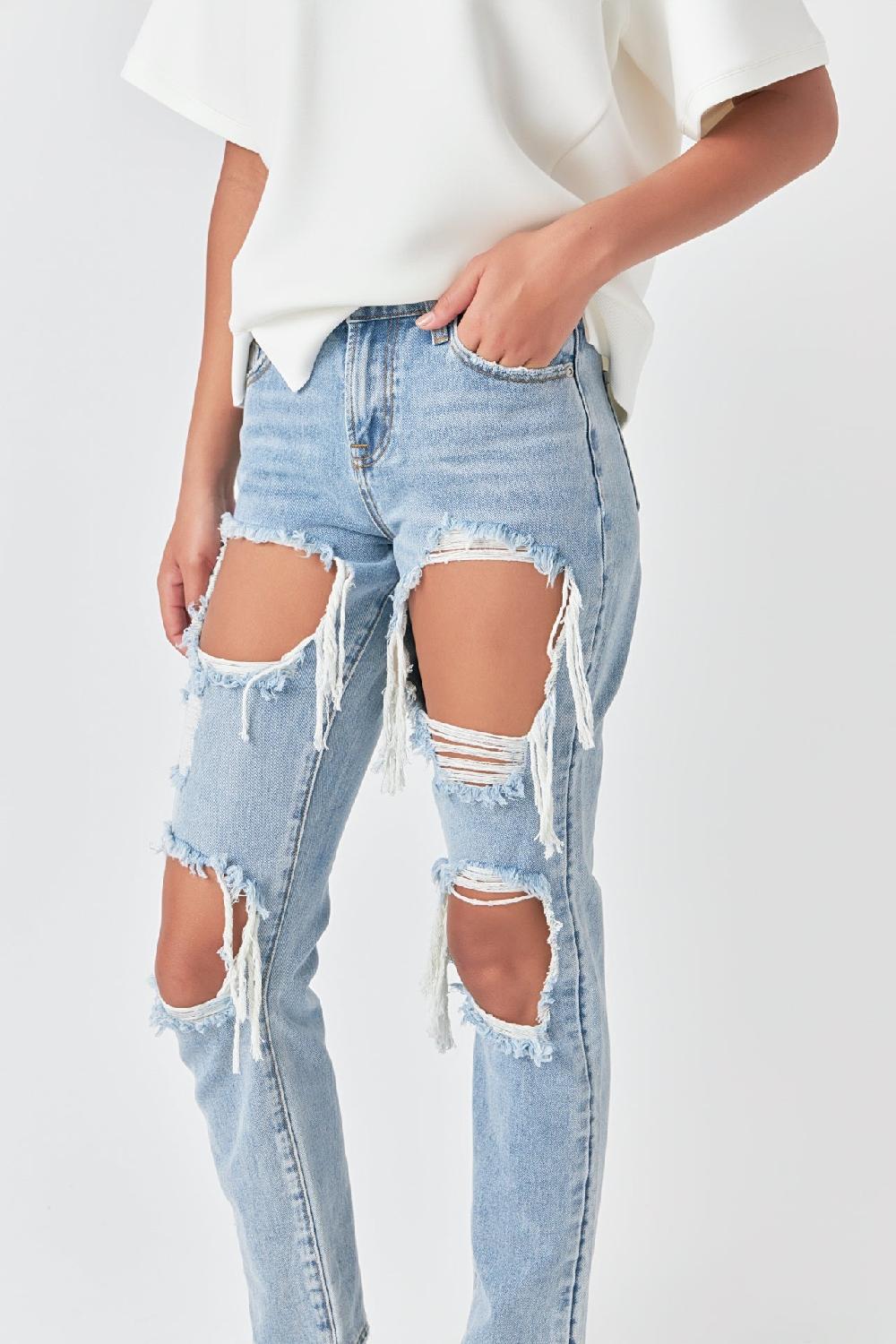 Endless Rose Distressed Denim LIGHT DENIM