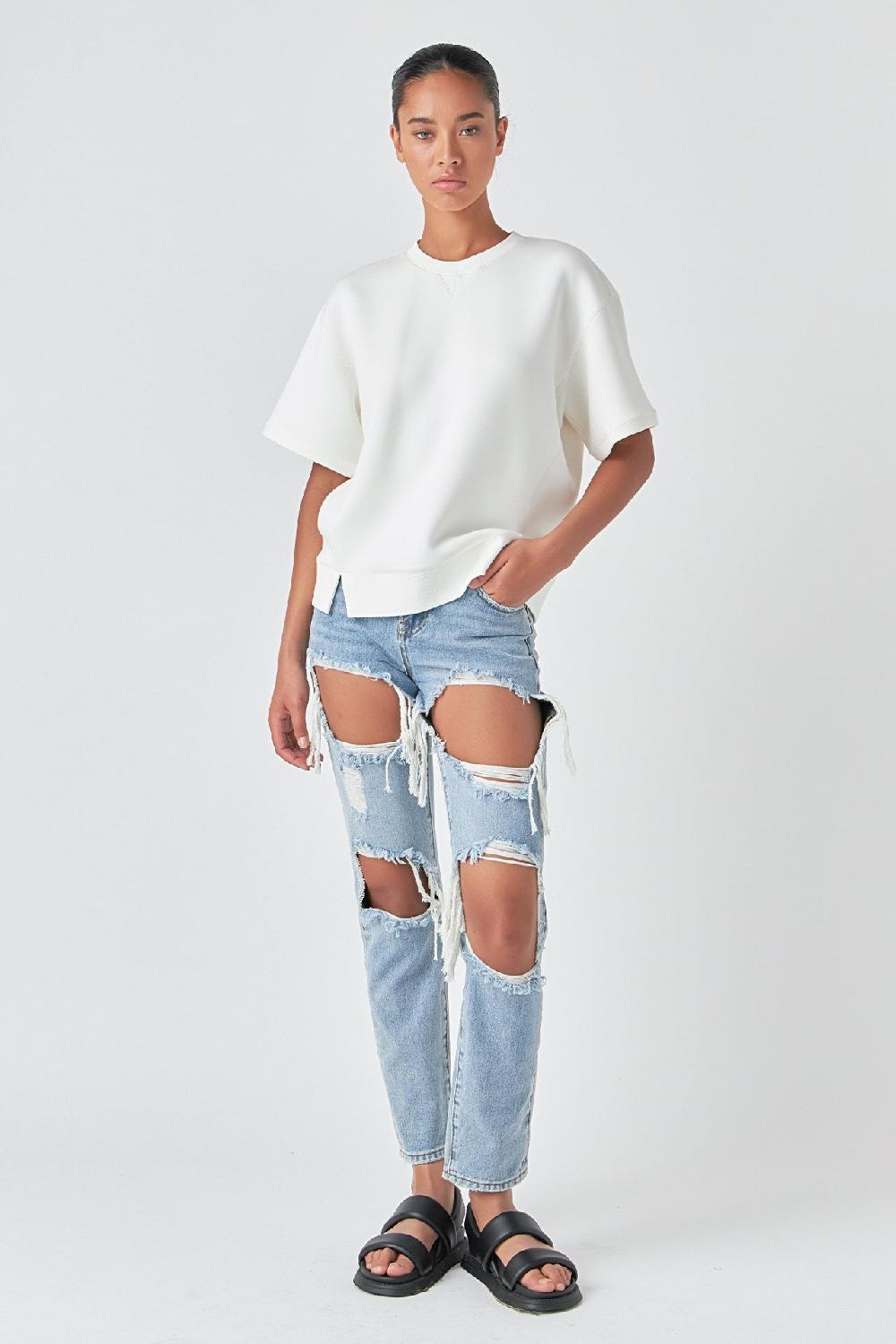endless rose Distressed Denim LIGHT DENIM