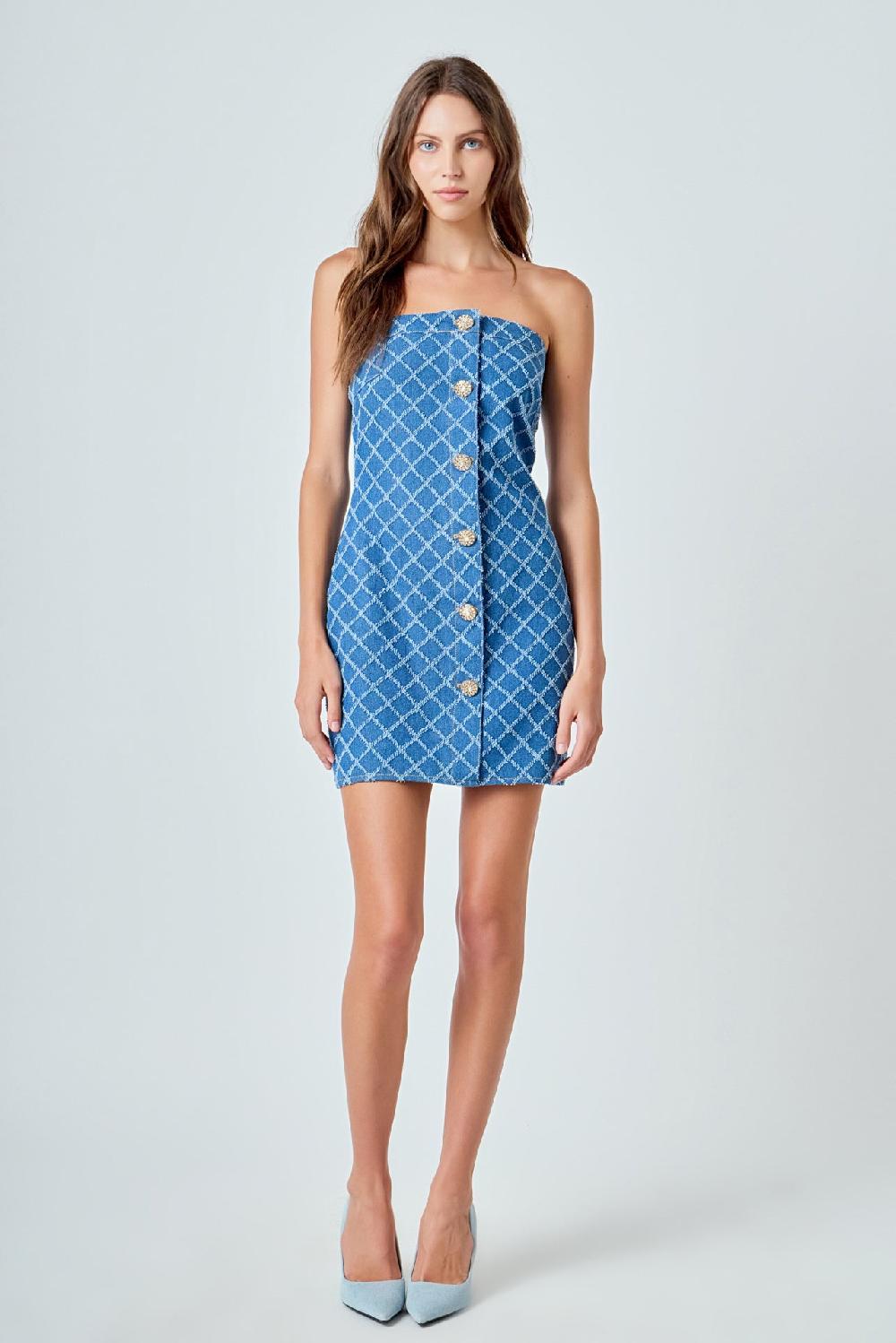 endless rose Distressed Denim Mini Dress DENIM