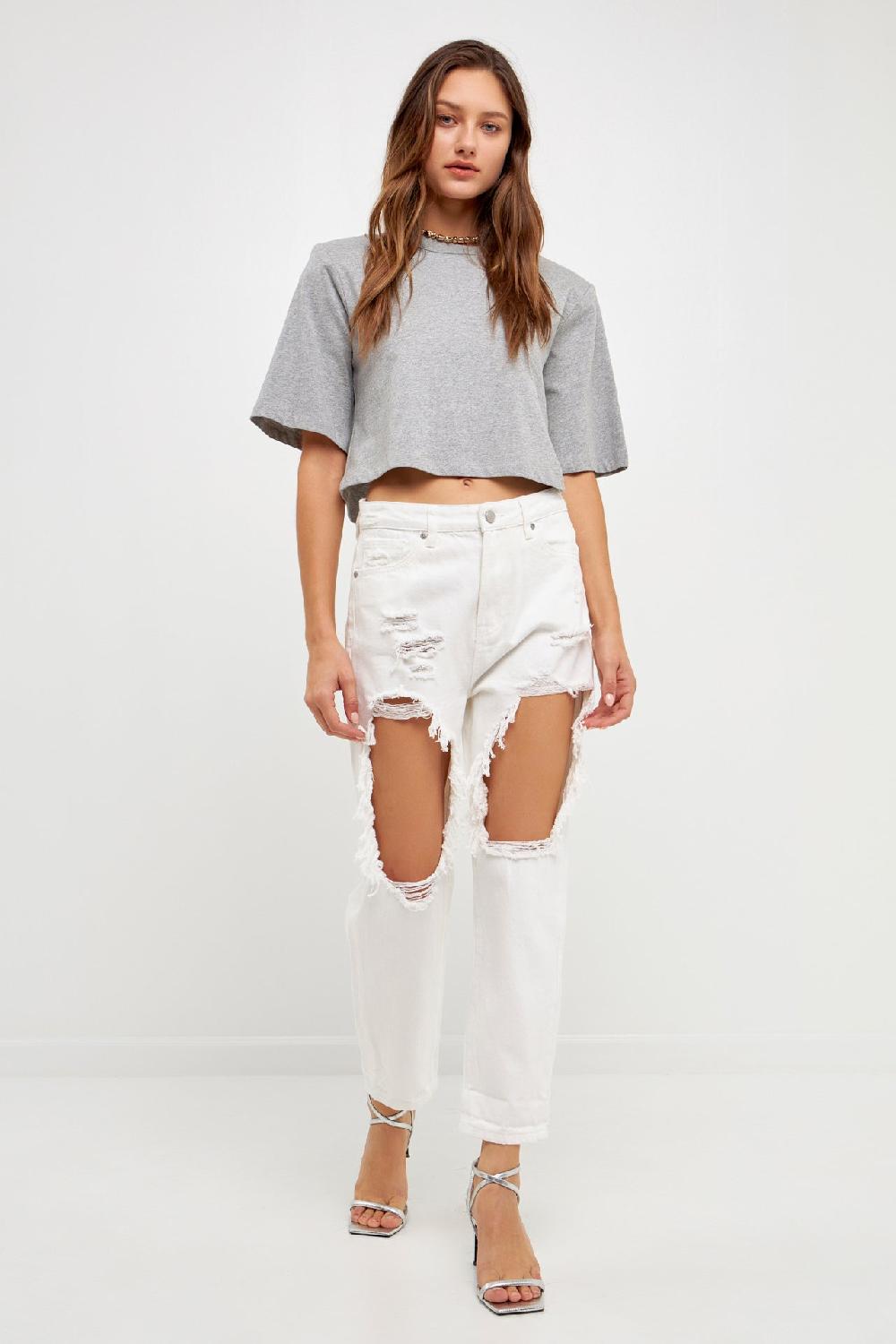 endless rose Distressed Jeans WHITE