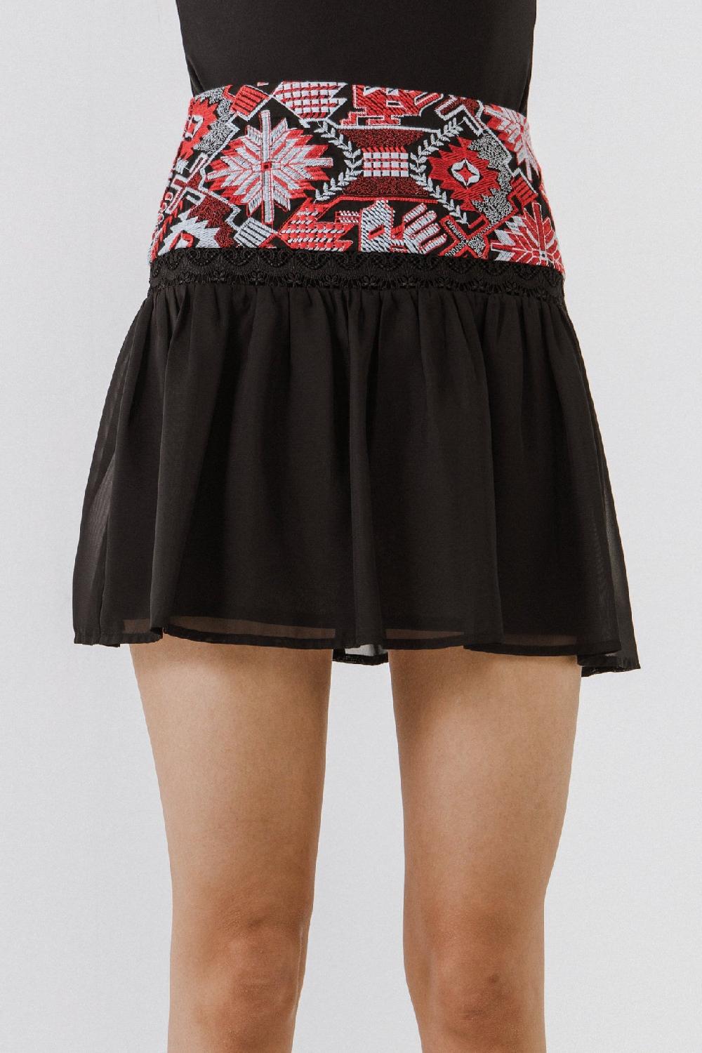 Endless Rose Dorian Embroidered Mini Skirt BLACK