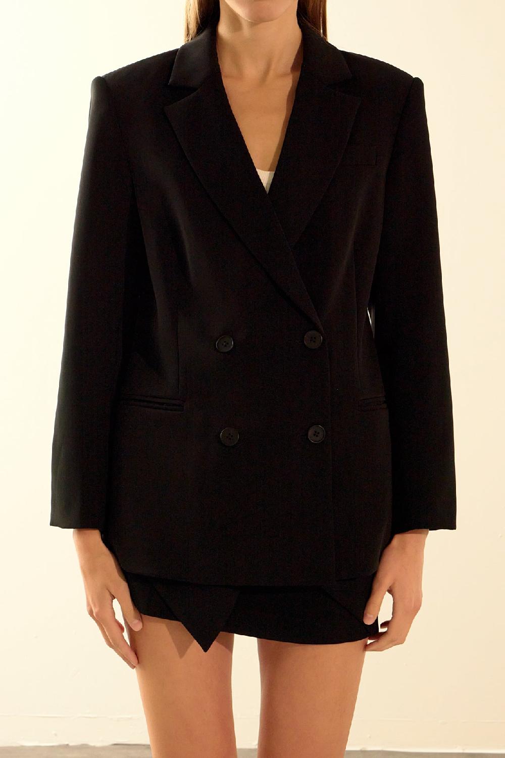 Endless Rose Double Breast Basic Blazer BLACK
