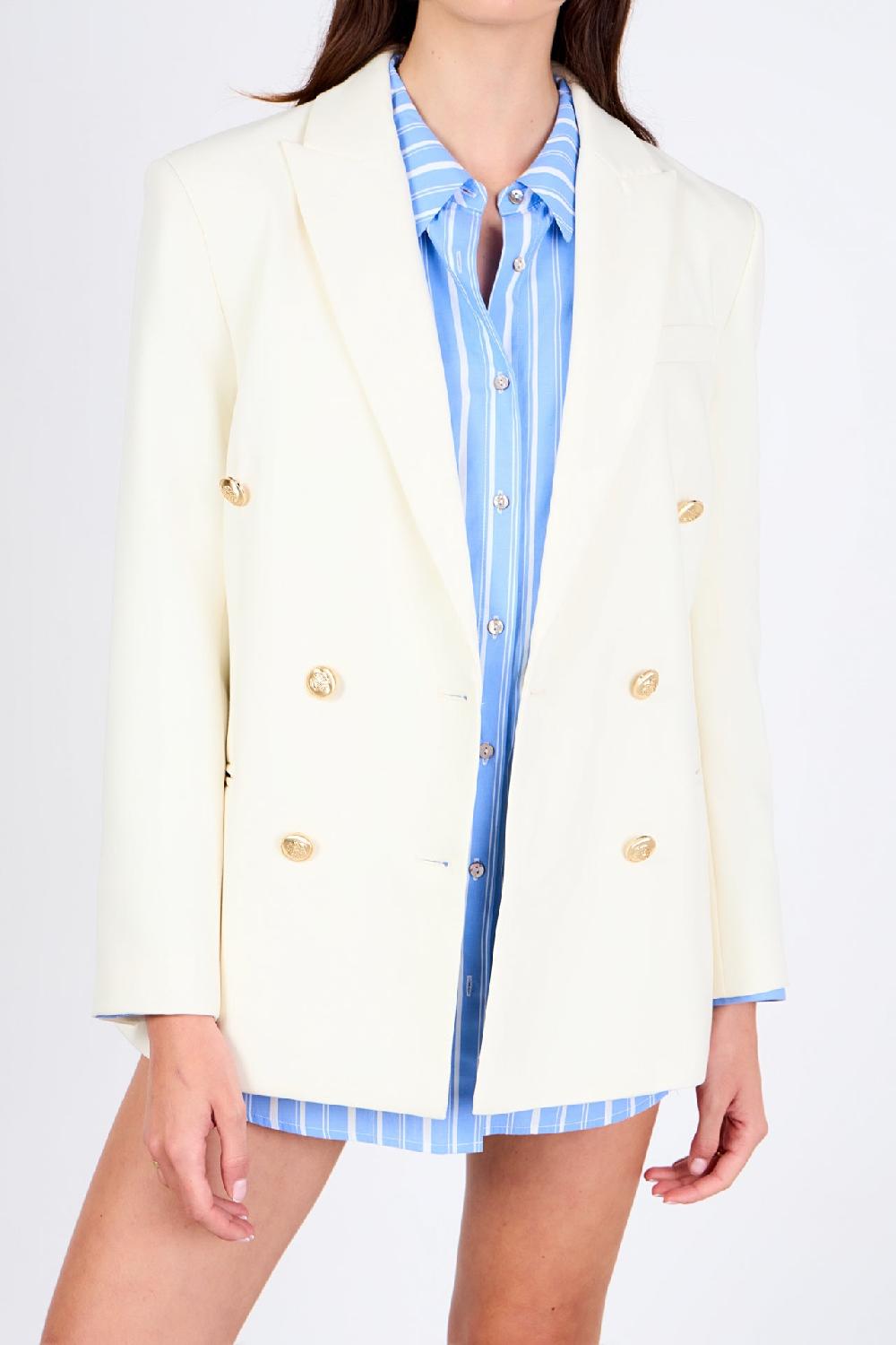 Endless Rose Double Breasted Suit Blazer ECRU