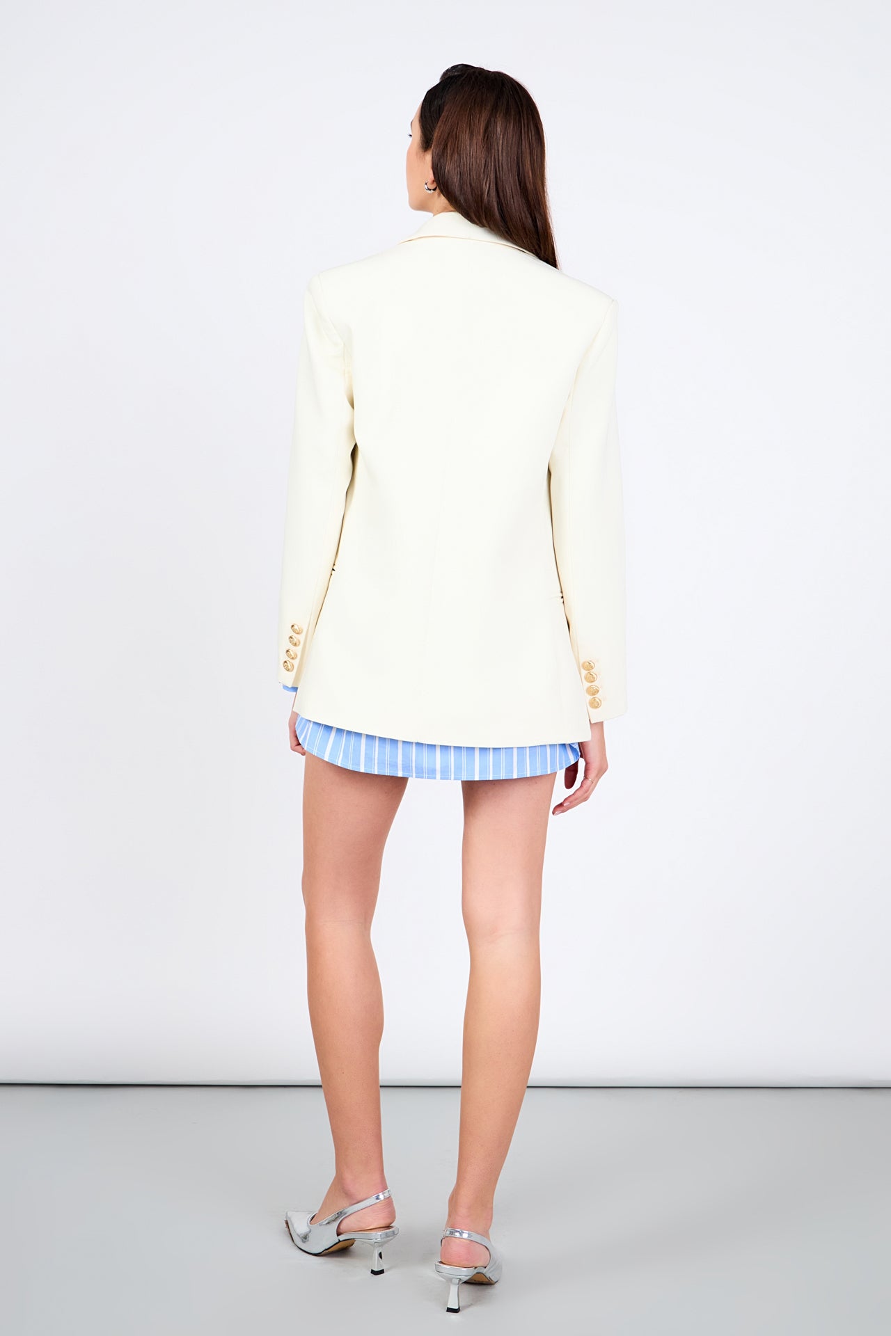 Endless Rose Double Breasted Suit Blazer ECRU