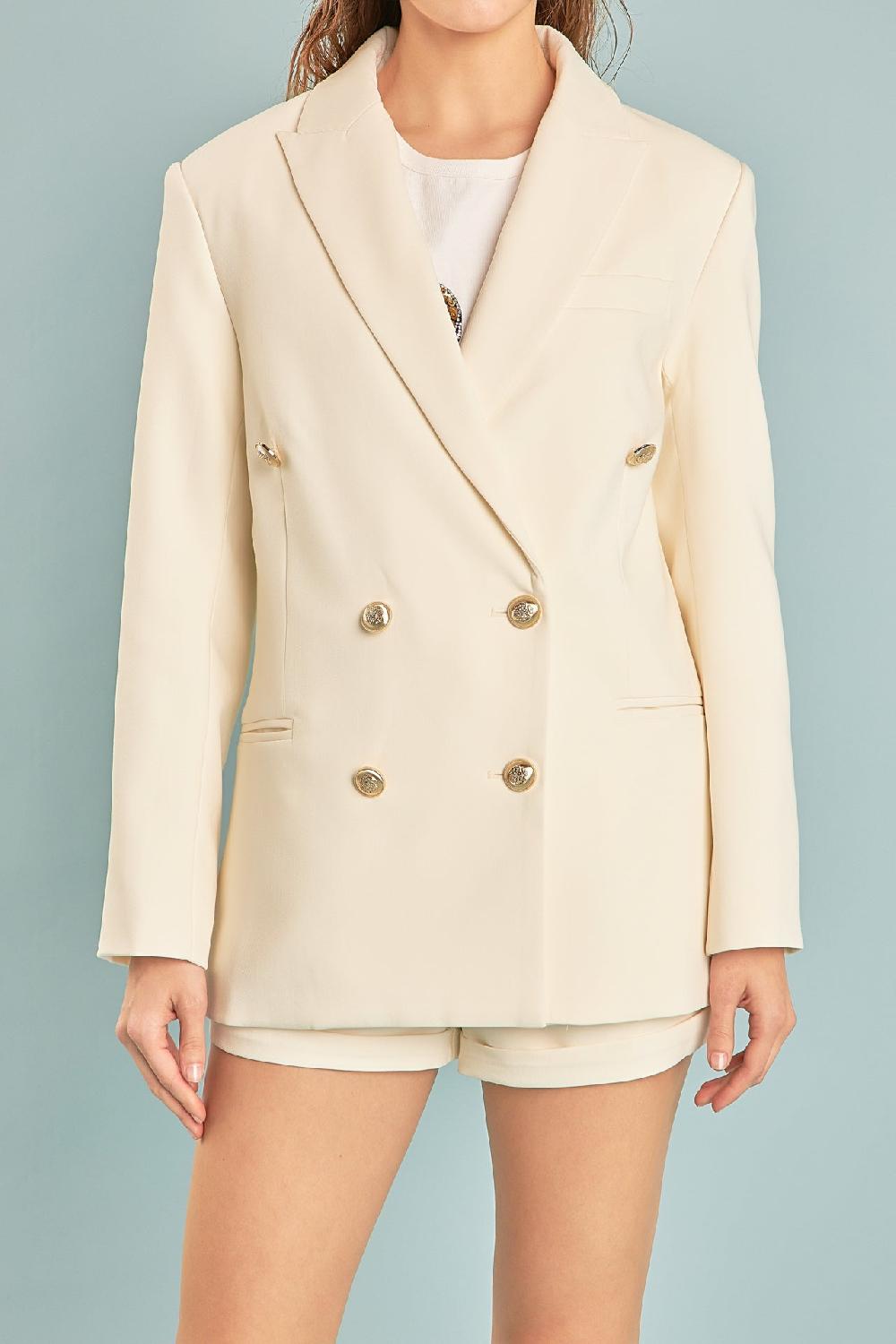 Endless Rose Double Breasted Suit Blazer ECRU