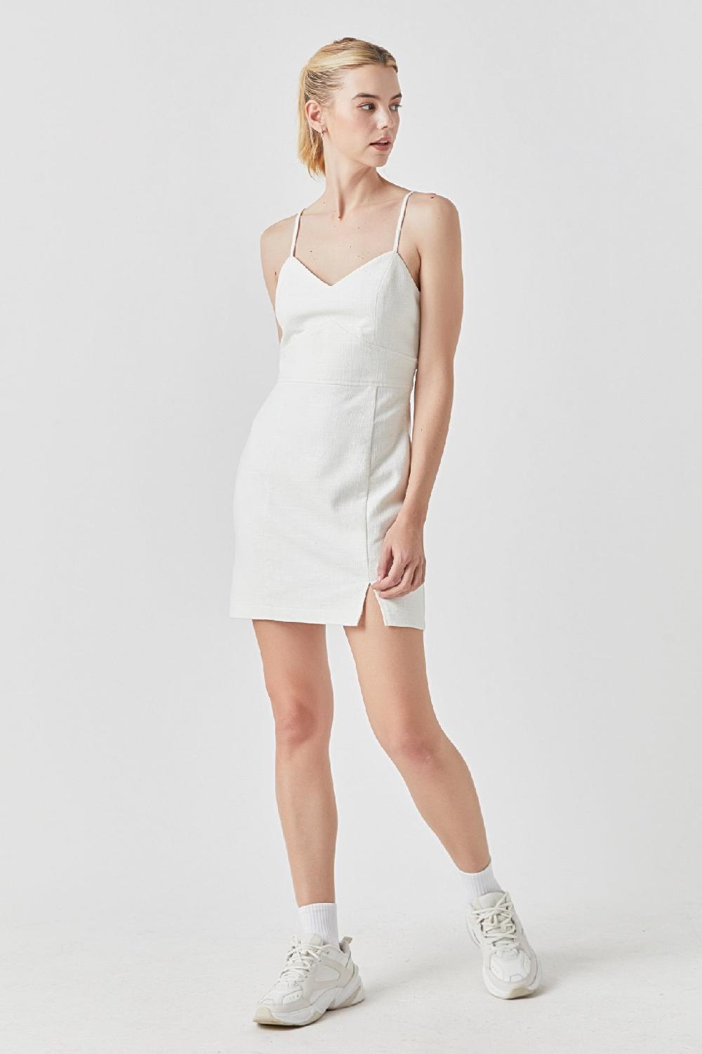 Endless Rose Double Elastic Strap Mini Dress IVORY