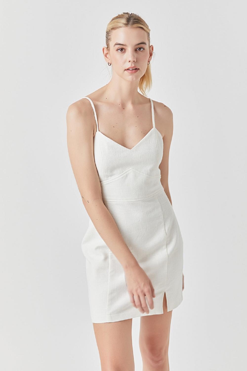 Endless Rose Double Elastic Strap Mini Dress IVORY