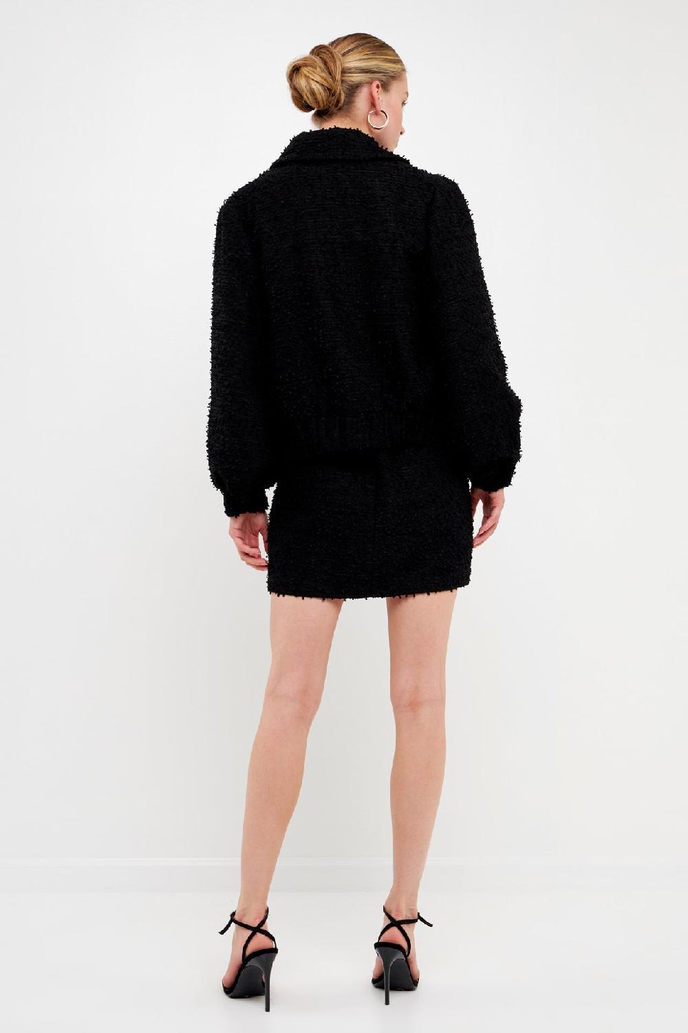 Endless Rose Double Pocket Tweed Jacket PINK