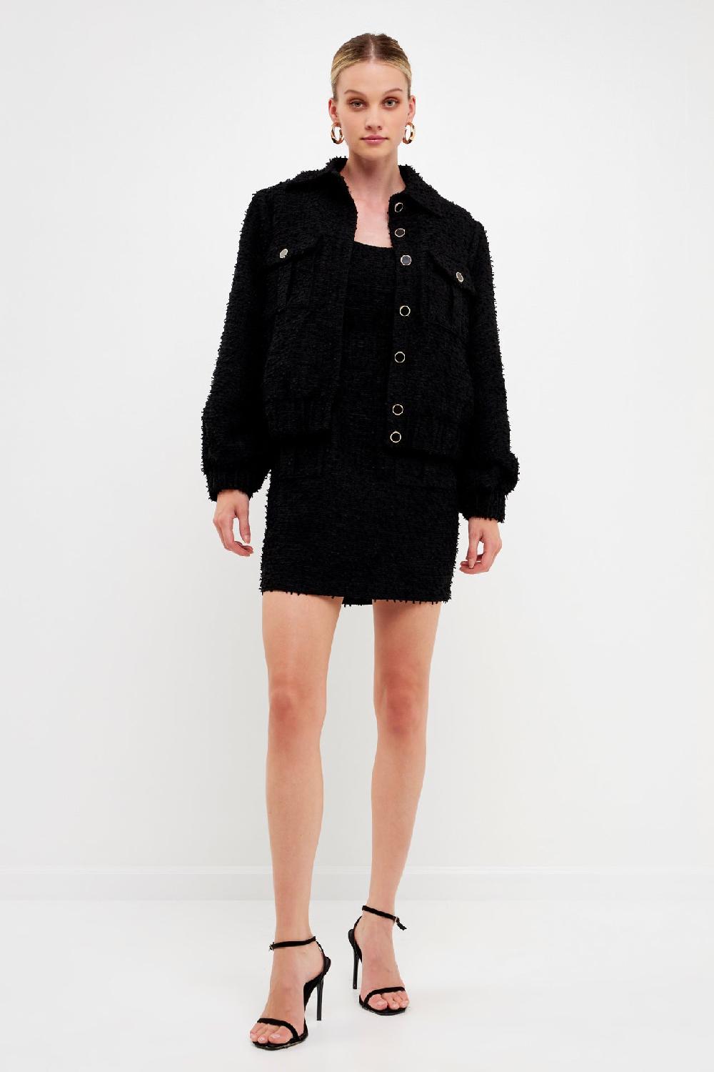 endless rose Double Pocket Tweed Jacket PINK