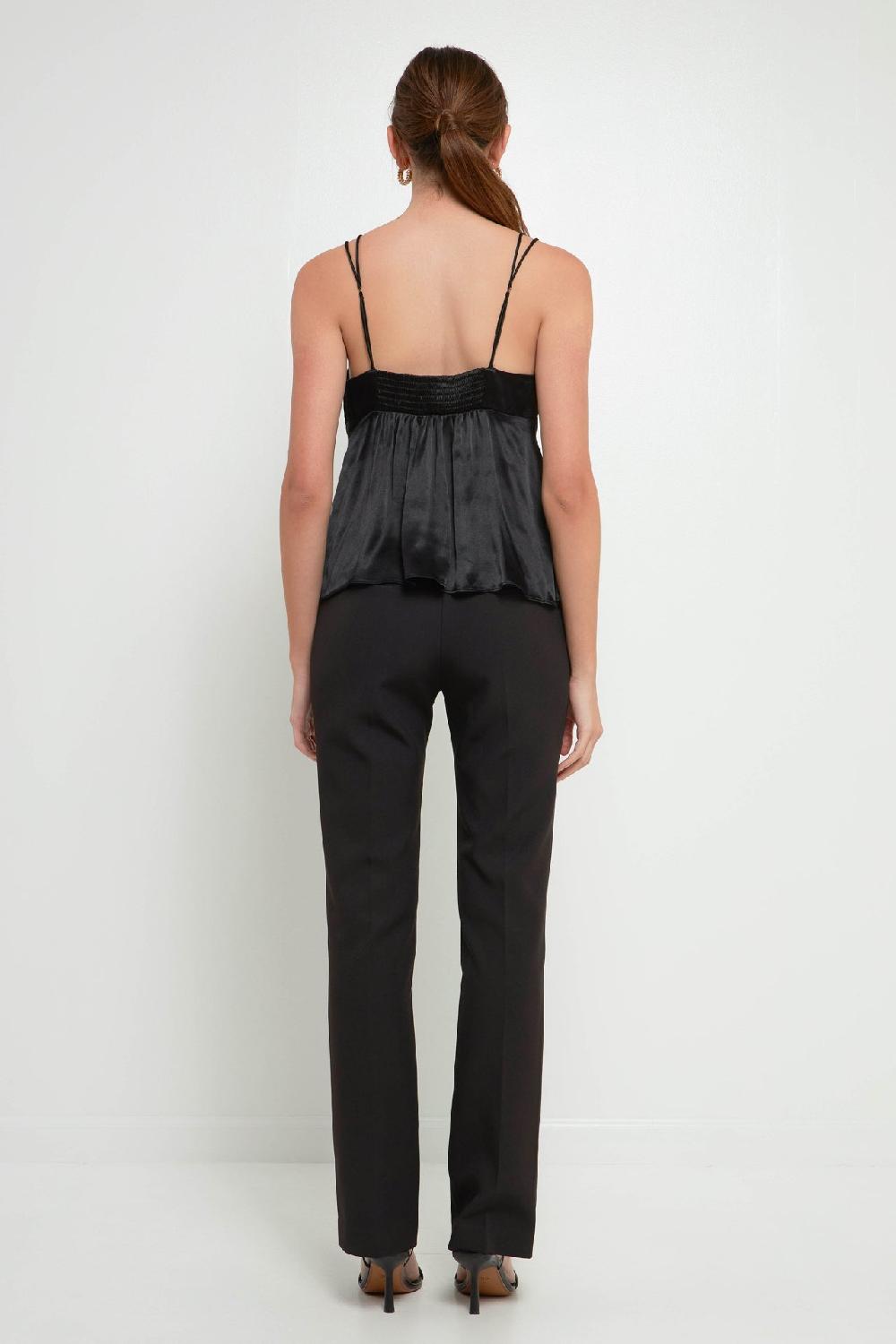 Endless Rose Double Strap Satin Top BLACK