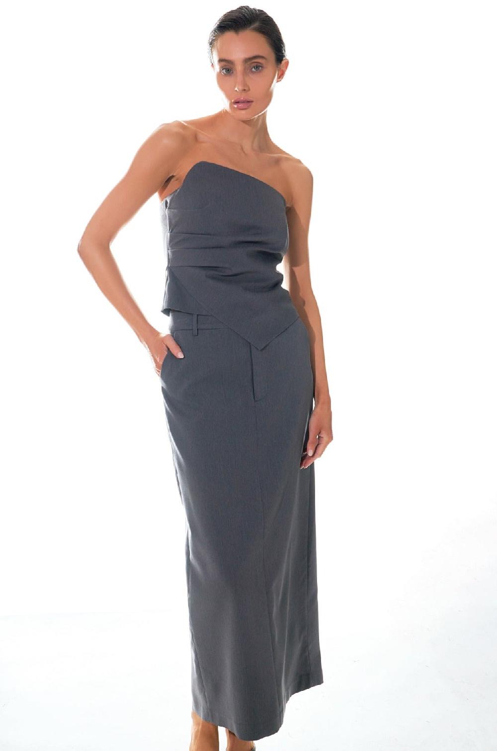Endless Rose Draped Corset Top GREY