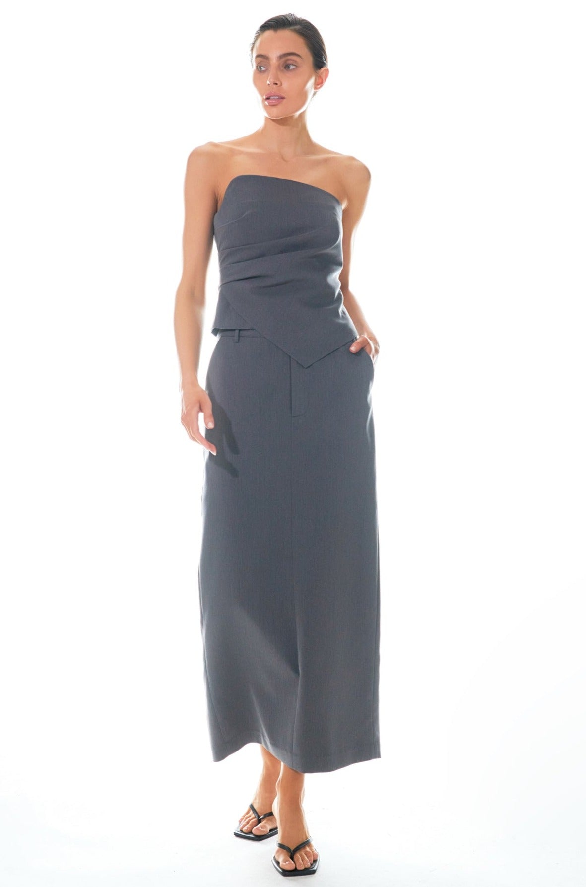 Endless Rose Draped Corset Top GREY
