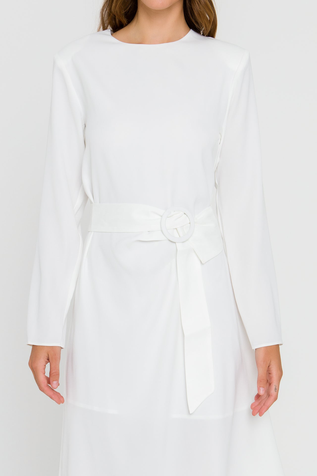 Endless Rose Draped Dress With Belt WHITE