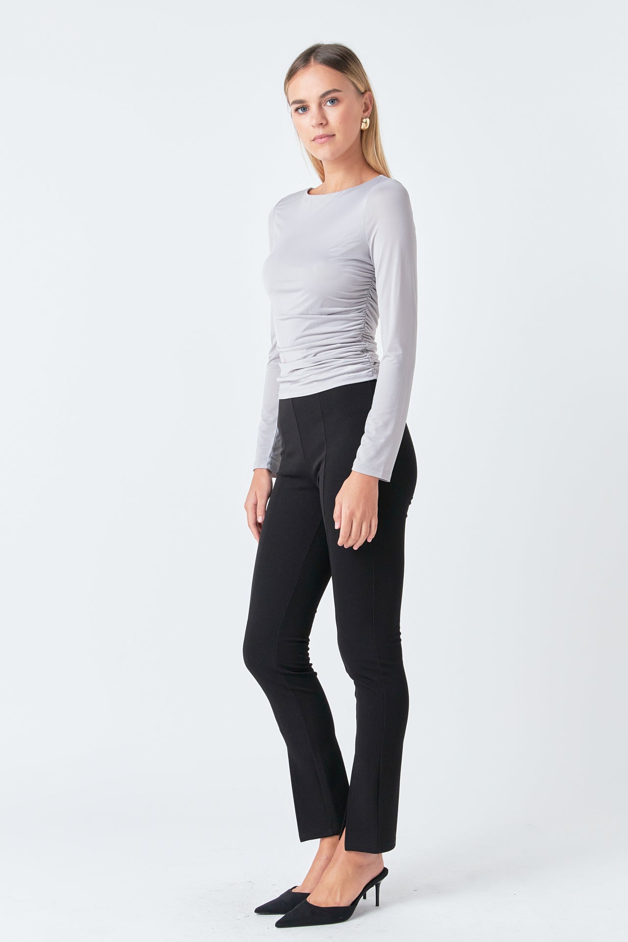 Endless Rose Draped Ruched Top SILVER TAUPE