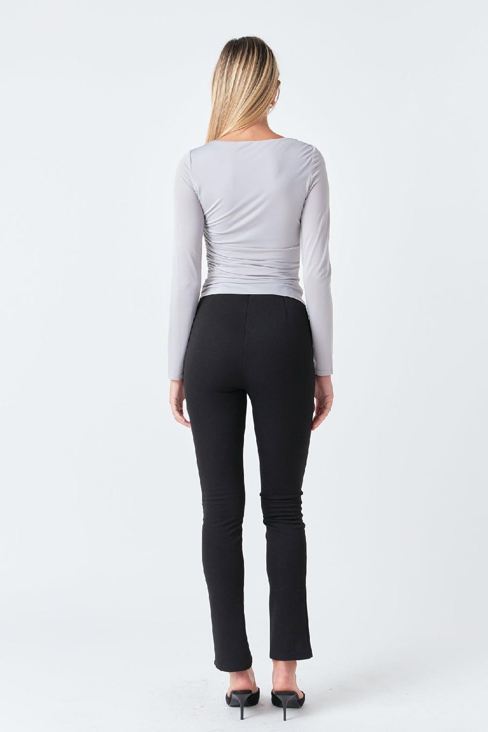 Endless Rose Draped Ruched Top SILVER TAUPE