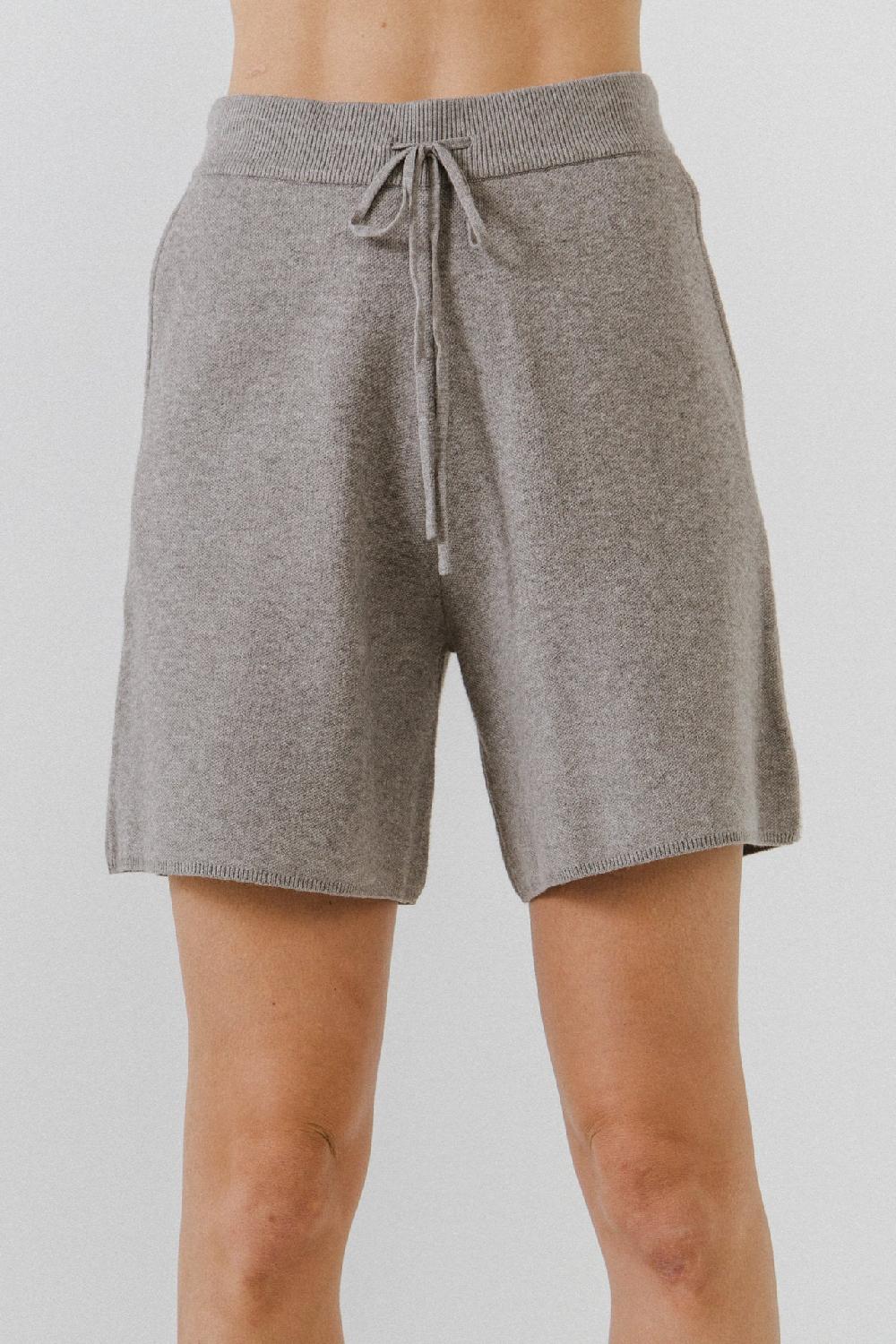 Endless Rose Drawstring Knit Shorts HEATHER GREY
