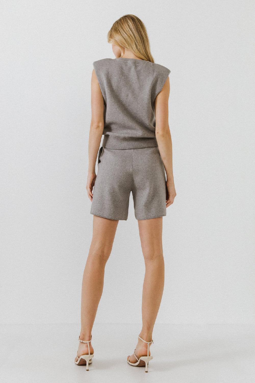 Endless Rose Drawstring Knit Shorts HEATHER GREY