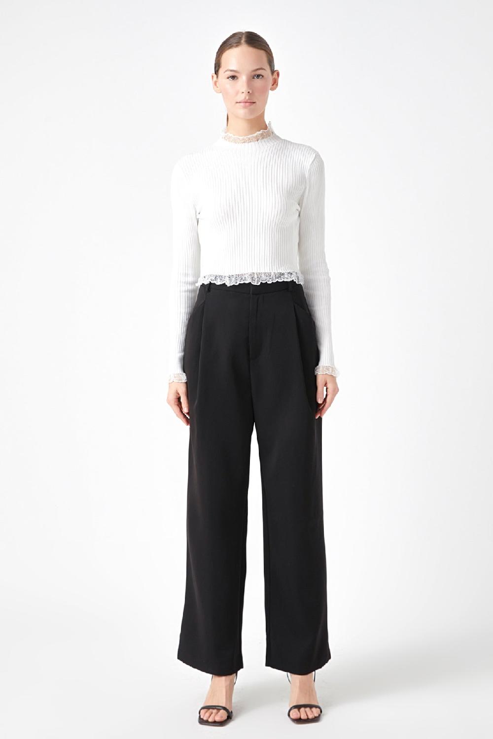 endless rose Edge Detail Fitted Sweater IVORY