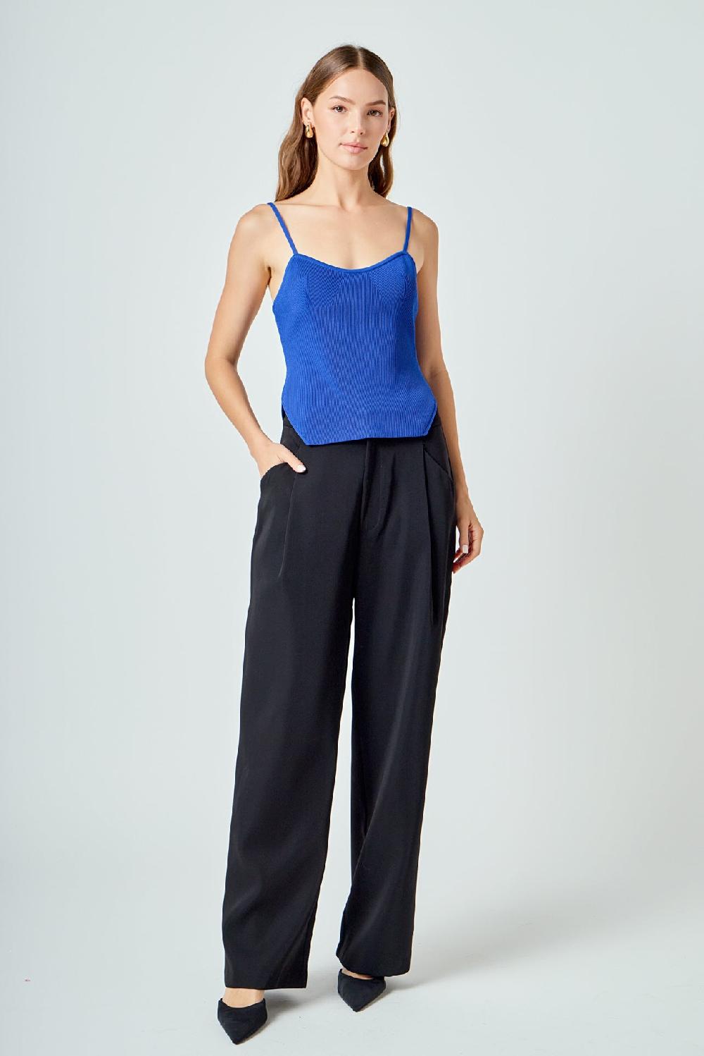 Endless Rose Elevated Corset Knit Cami BLUE