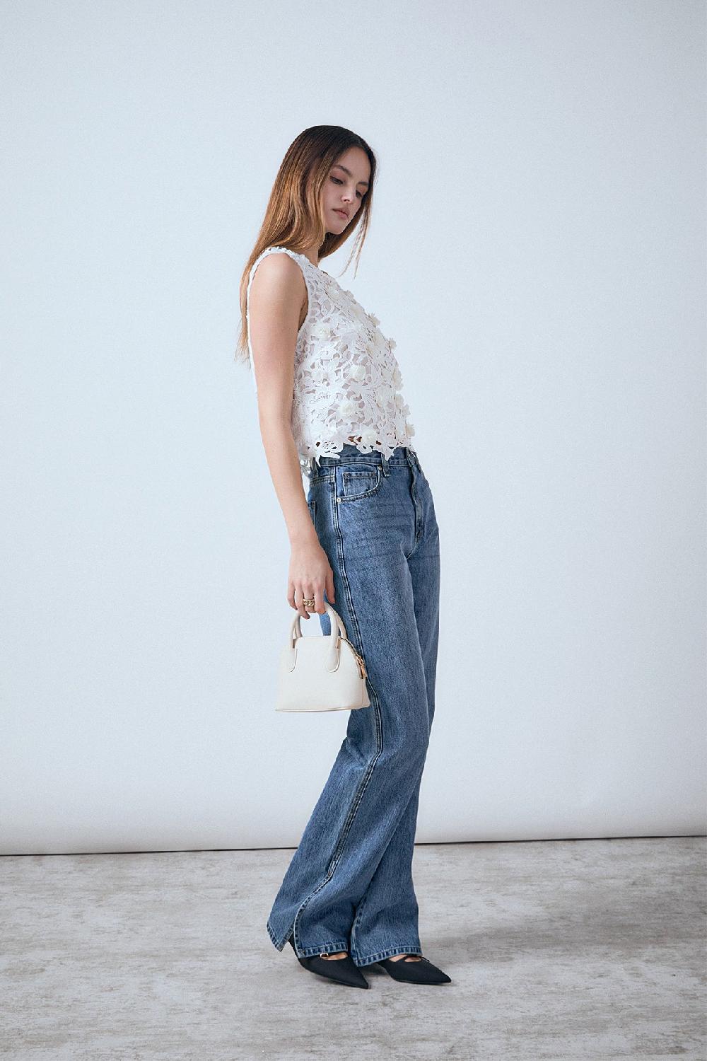 Endless Rose Embellished Sleeveless Top WHITE