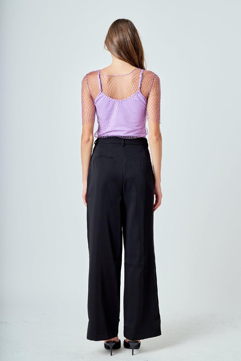 Endless Rose Embellishment Short Sleeve Top LILAC