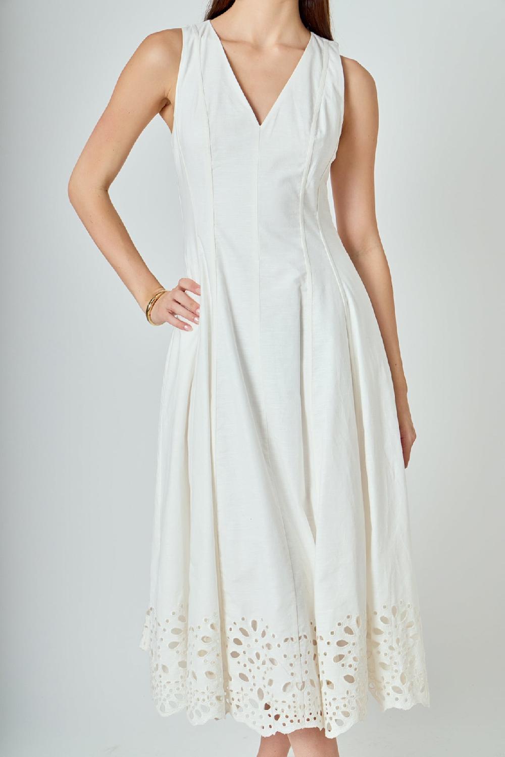 Endless Rose Embroidered Flounce Maxi Dress WHITE