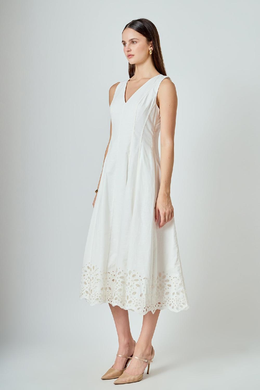 Endless Rose Embroidered Flounce Maxi Dress WHITE